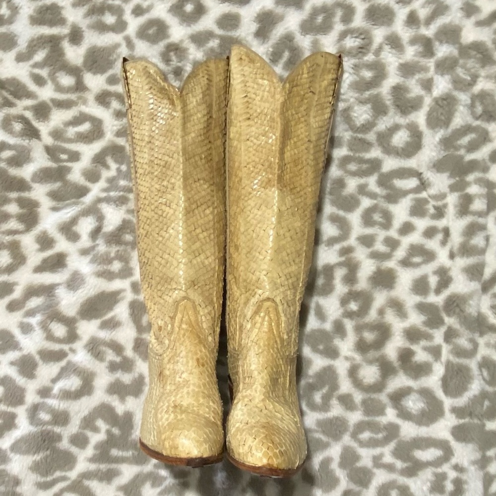 Tony Lama Cream SnakeSkin Western Boots
